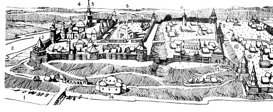 A fortaleza de Cazã na primeira metade do século 16.