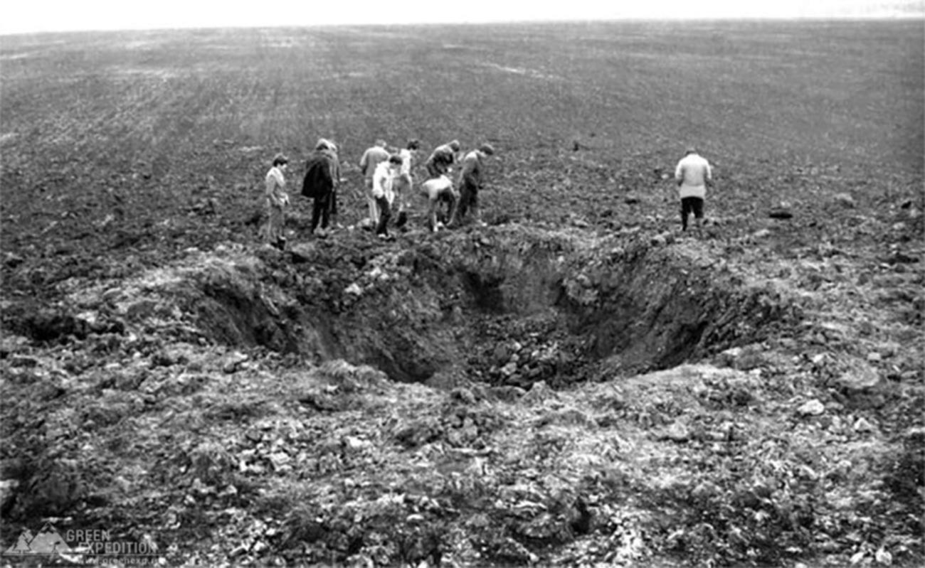 The place of falling the Sterlitamak meteorite, 1990.