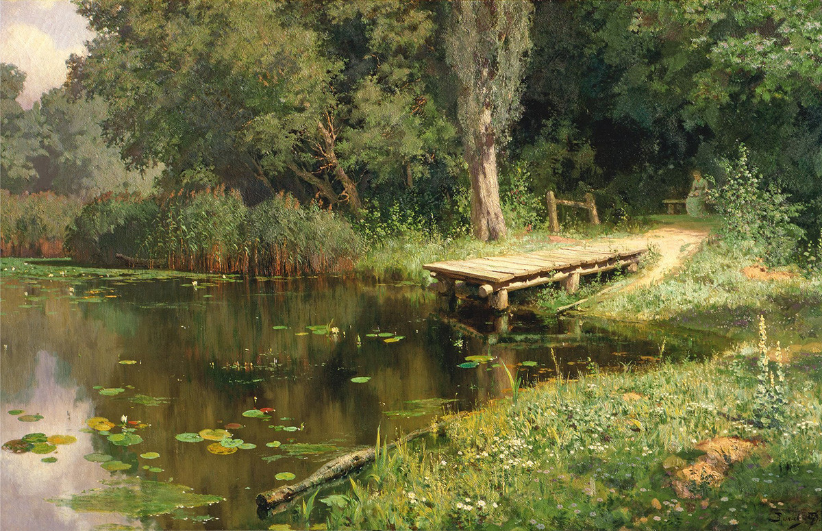 ヴァシーリー・ポレーノフ　草花の生い茂る池　1879年