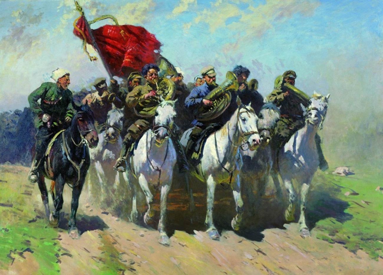 Mitrofan Grekov. Para peniup trompet Pasukan Kavaleri Pertama.