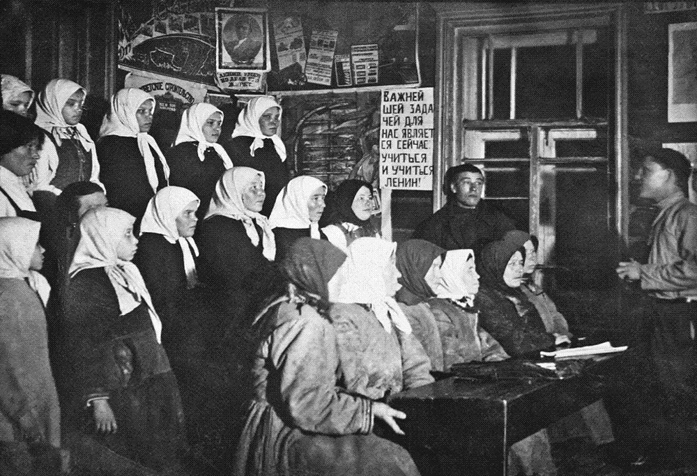 Literacy classes in a village, 1930s