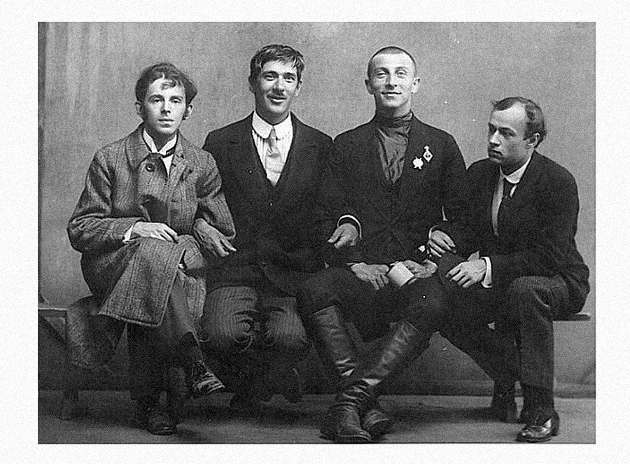 Pictured L-R: Osip Mandelstam, Korney Chukovsky, Benedikt Livshits, Yuri Annenkov