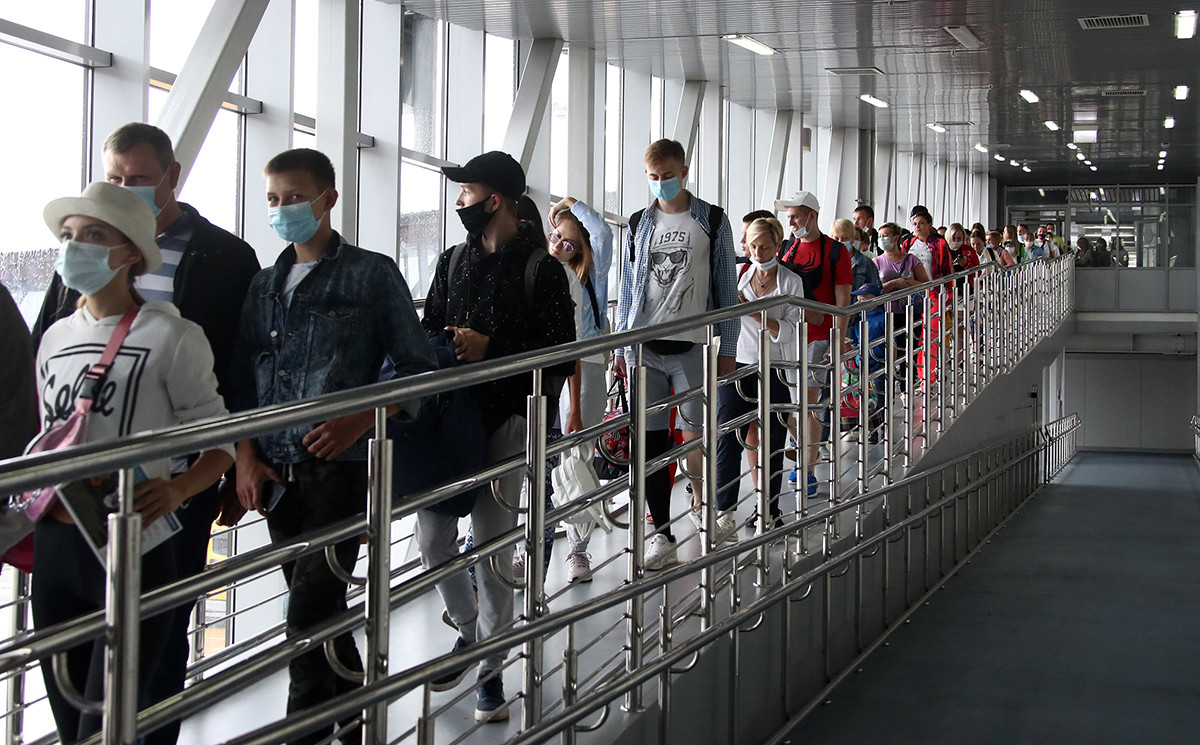 Russia. Sochi. Passengers at the city airport.