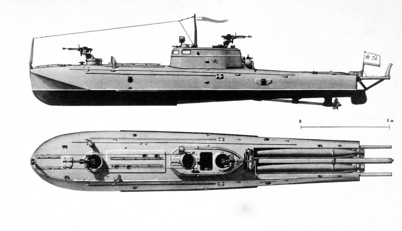 Цртеж торпедног чамца типа „Г-5“.