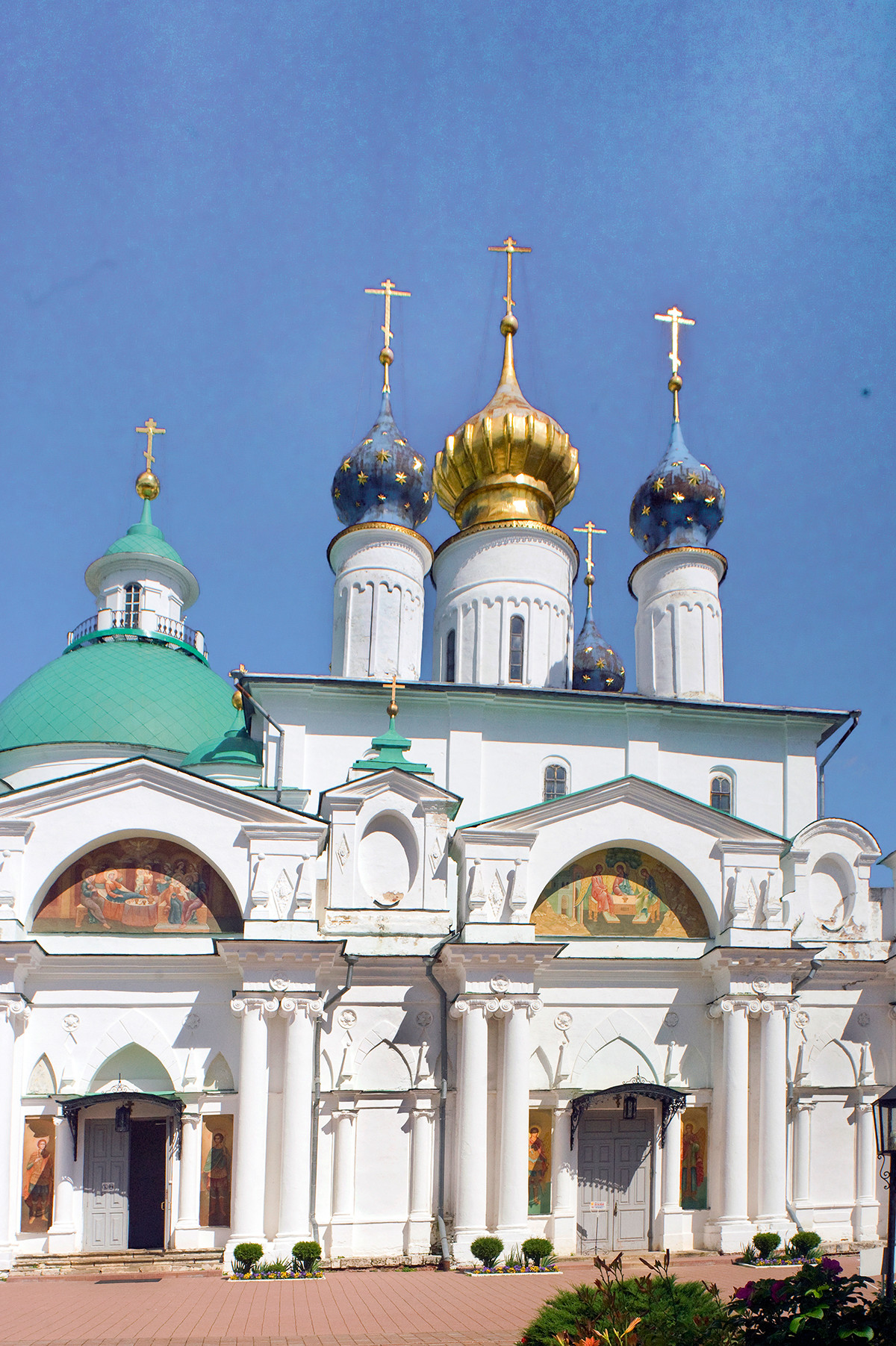 Cathedral of Conception of St. Anne, with attached Church of St. Yakov (left). West view. July 7, 2019 