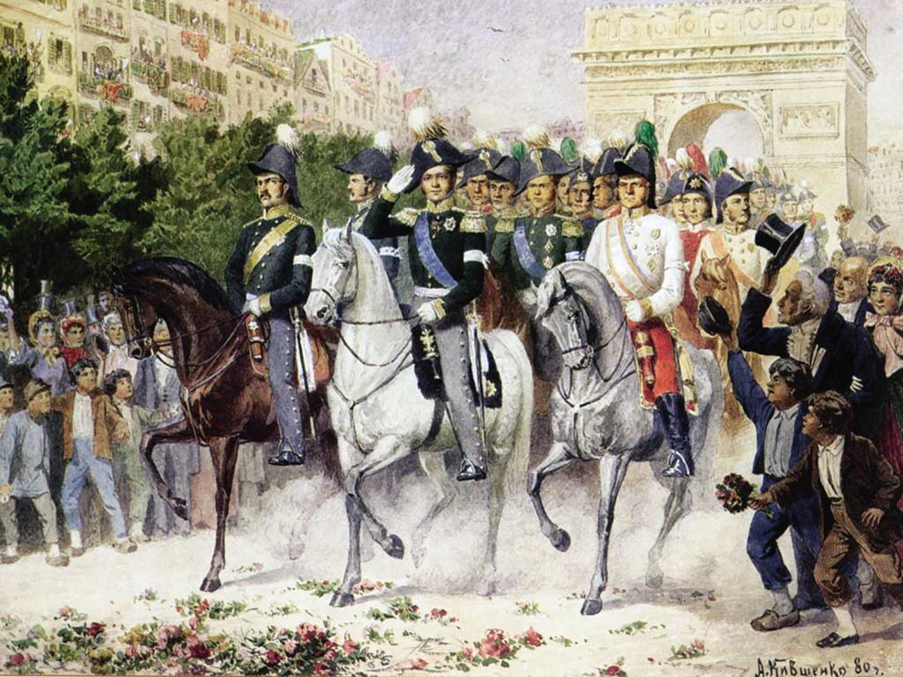 Russian army entering Paris in 1814