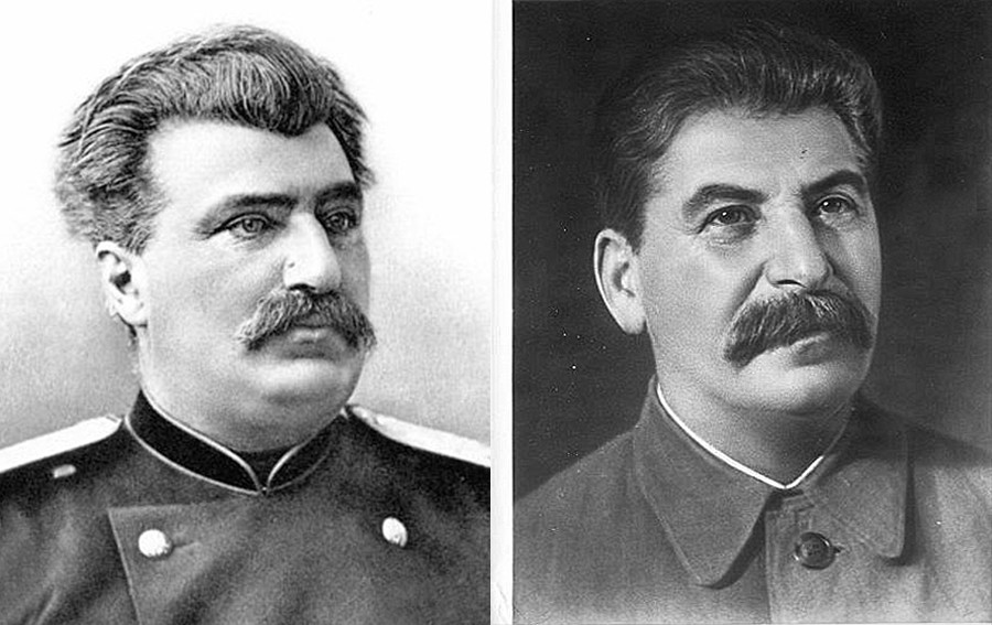 Колаж: Николай Пржевалски вляво, Сталин вдясно