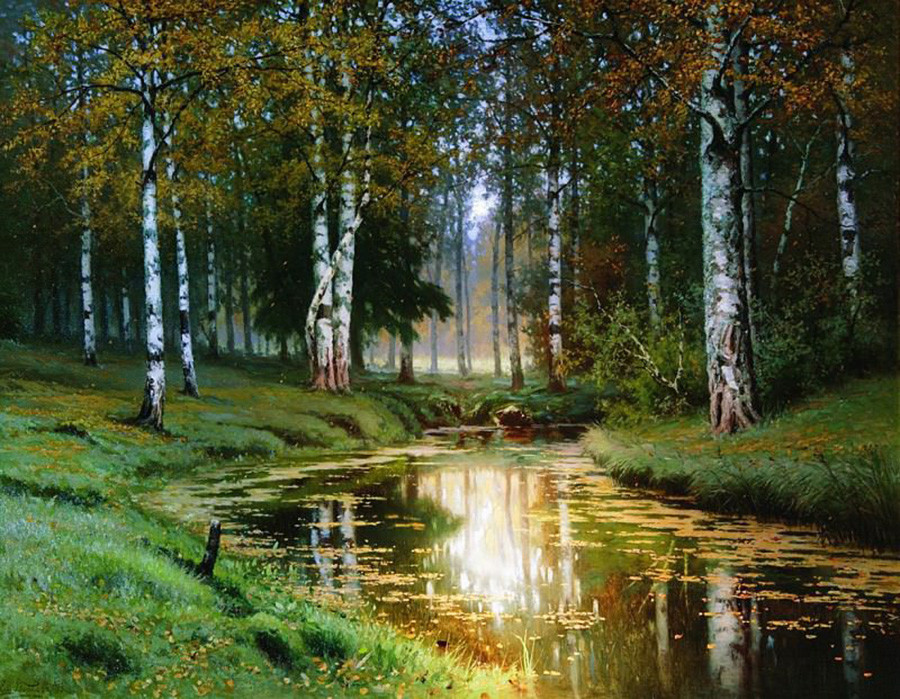 エフィム・ヴォルコフ　「黄金の秋―静かな小川」　1893年　