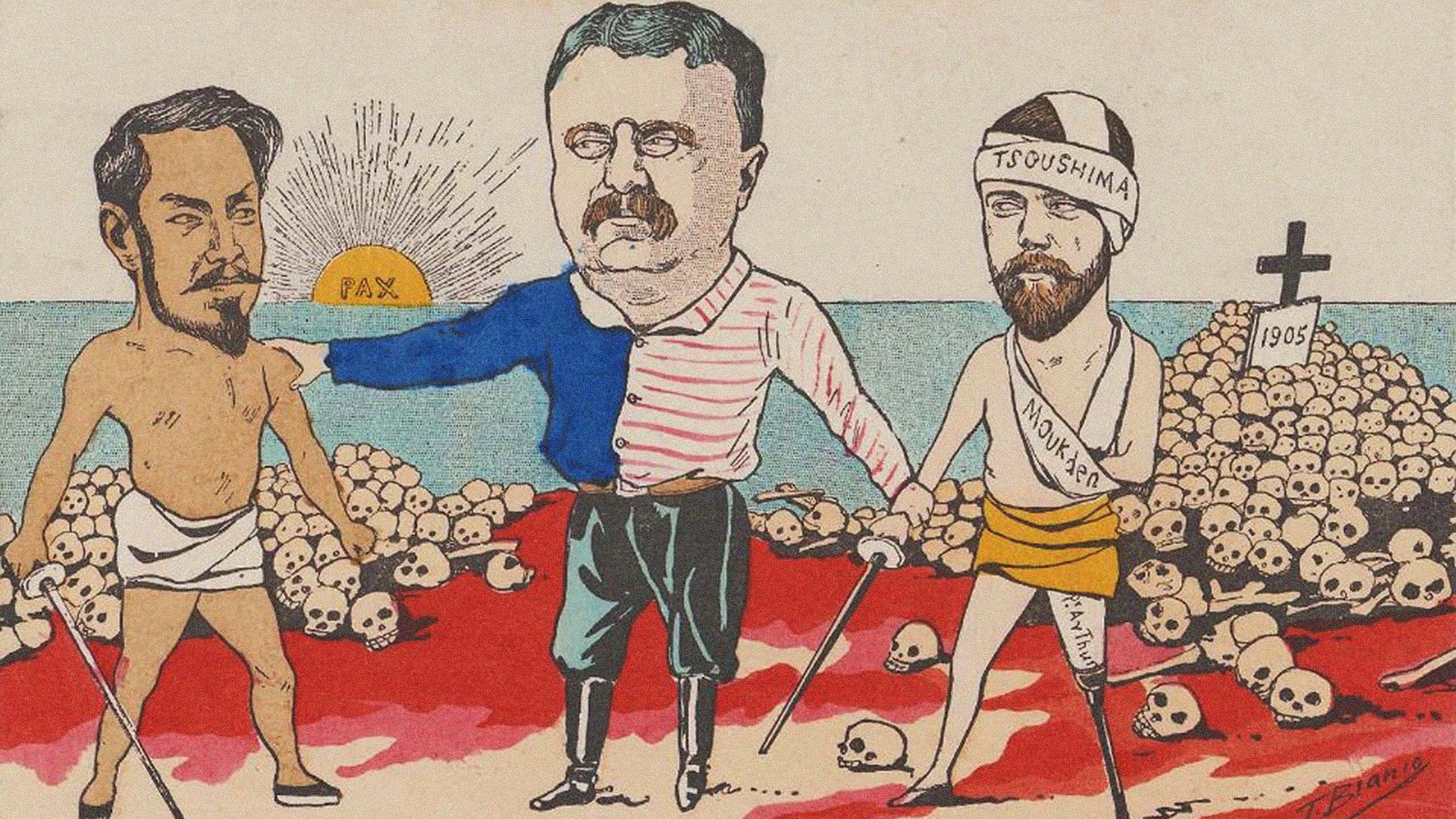 A caricature on the Treaty of Portsmouth, 1905.