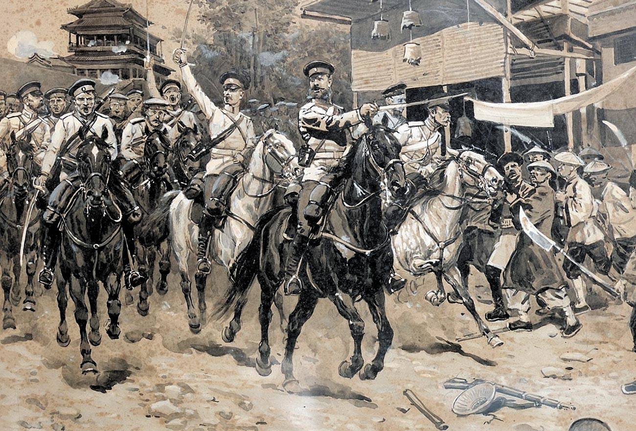 Russian cavalry attack the Yihetuan.