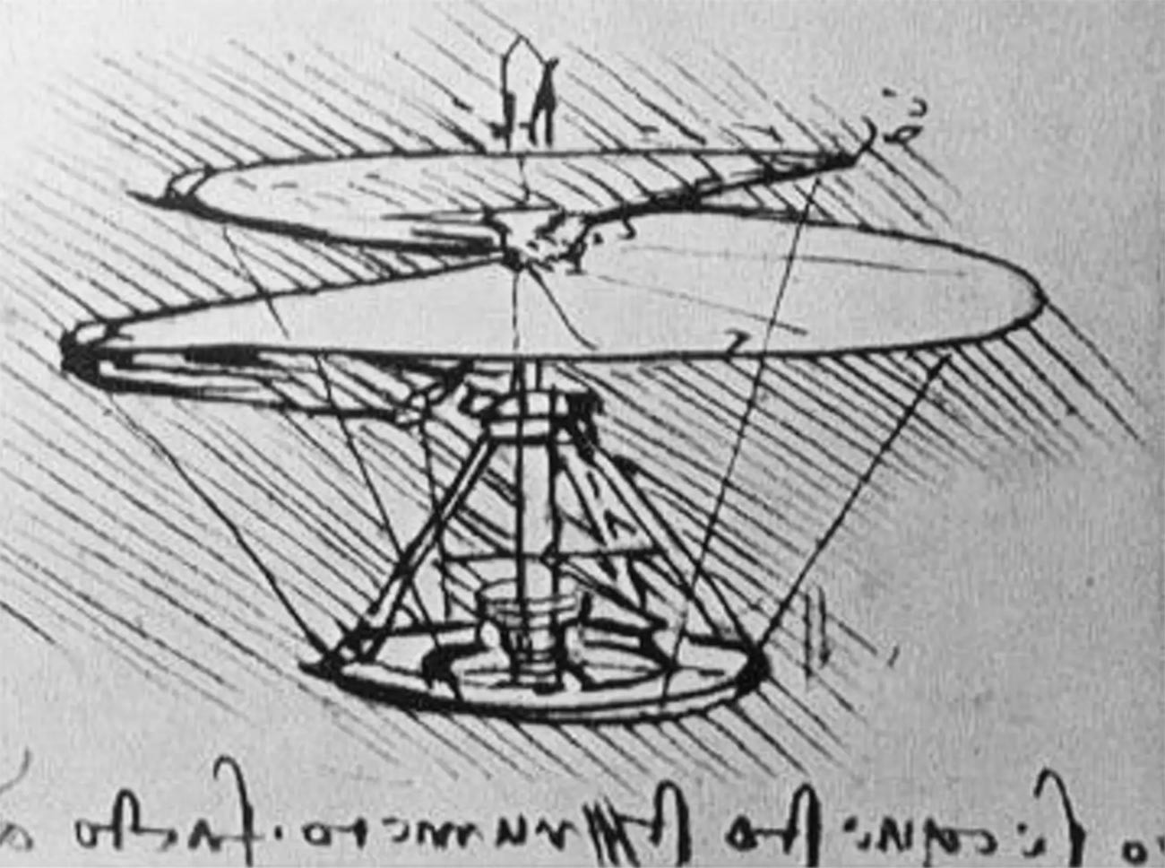 El prototipo de helicóptero de Leonardo da Vinci.
