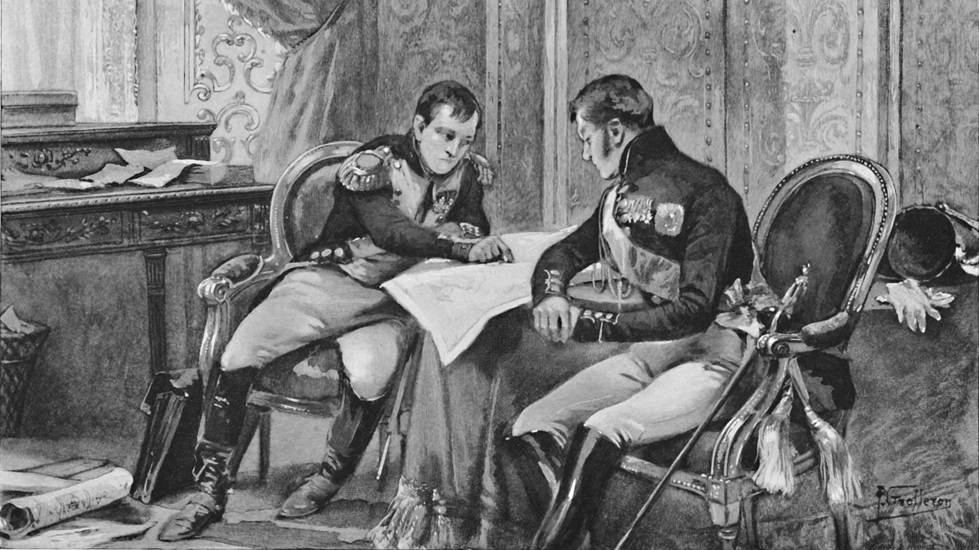 Napoleon and Alexander at Tilsit.