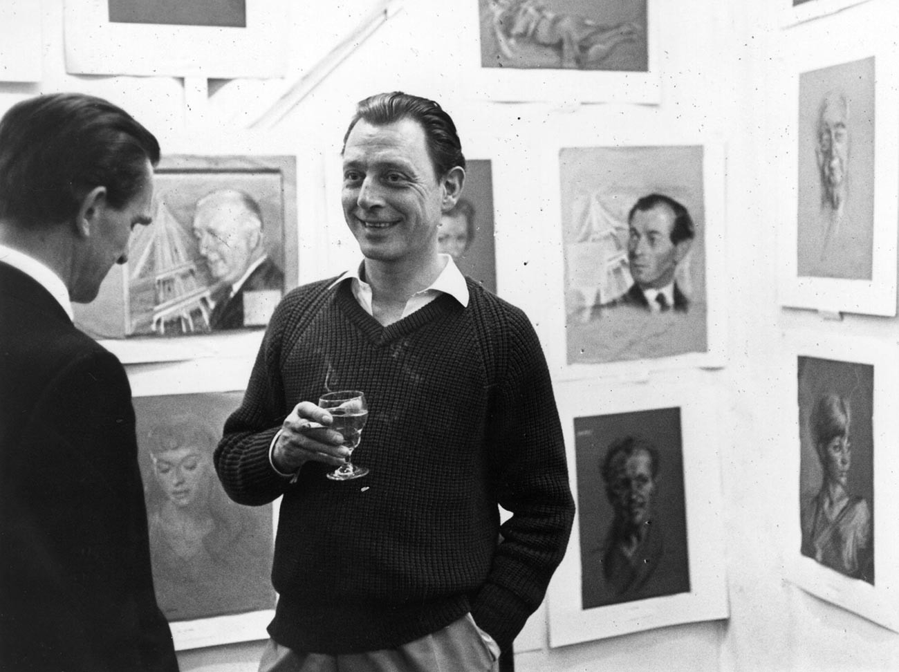 Dr Stephen Ward, the society osteopath involved in the Profumo Affair, at an art gallery.