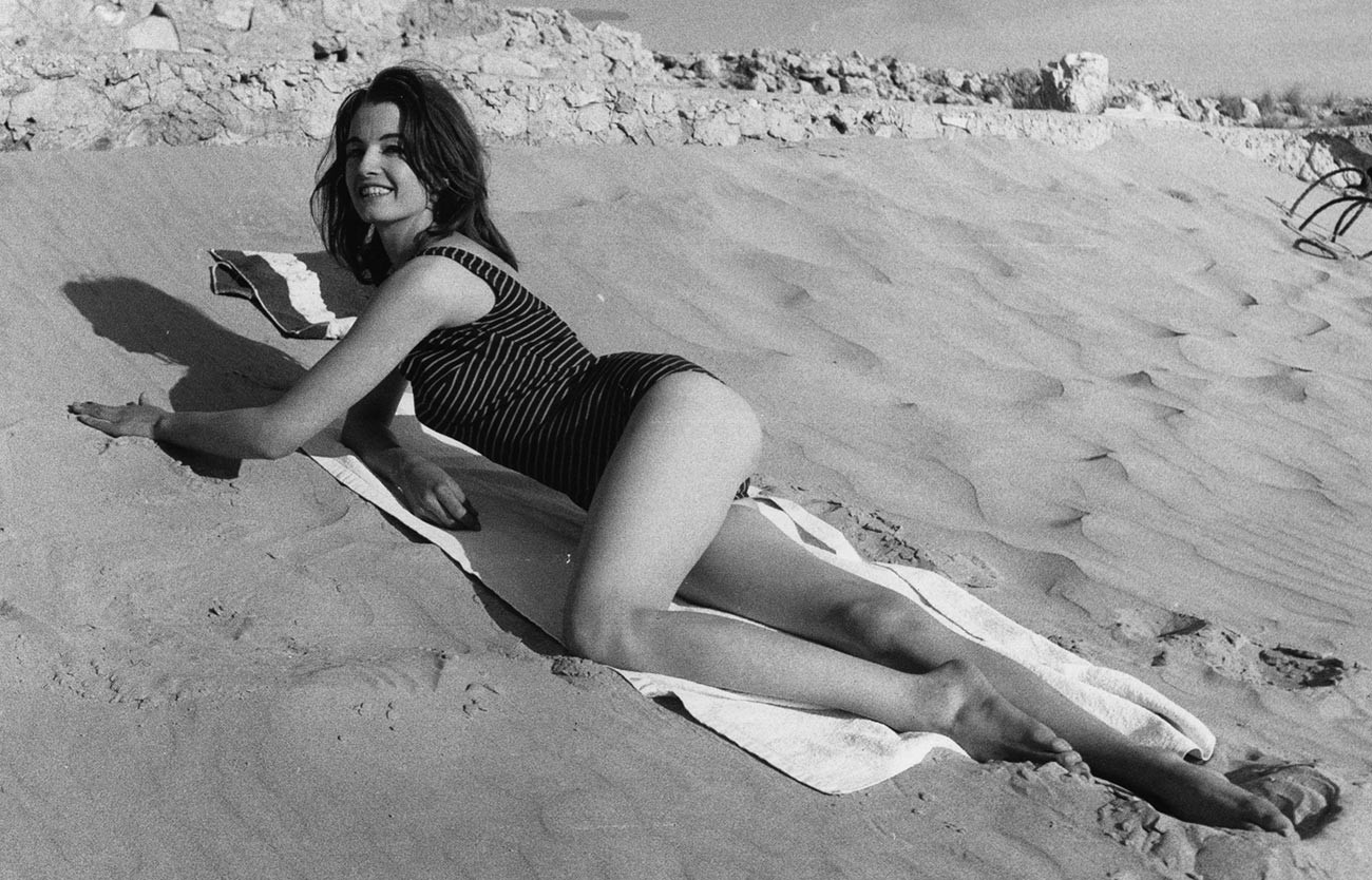 Christine Keeler sunbathing in Spain.