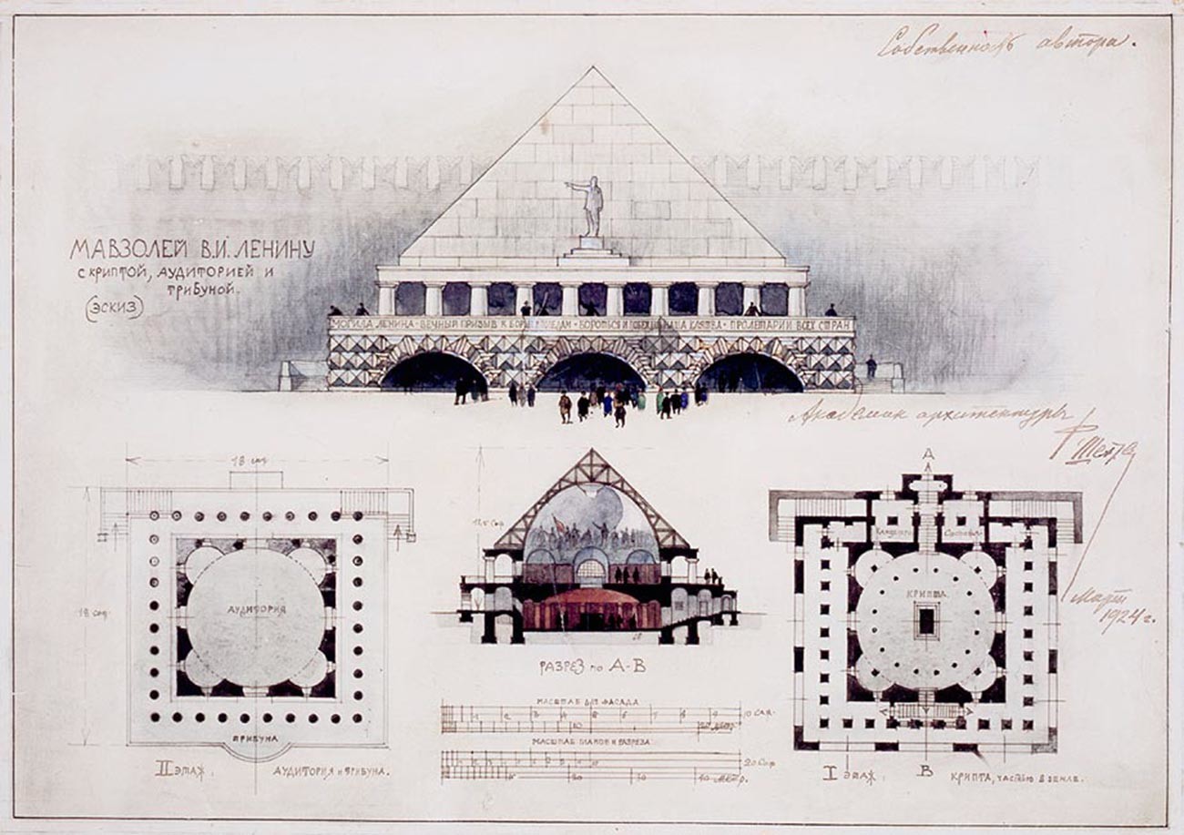 Projet de mausolée, en 1924