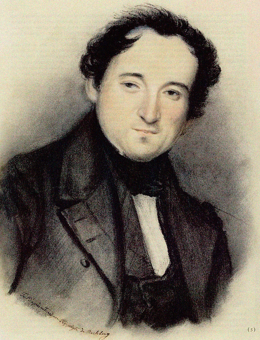 Fjodor Tjutchev, acquarello, I. Rechberg, 1838