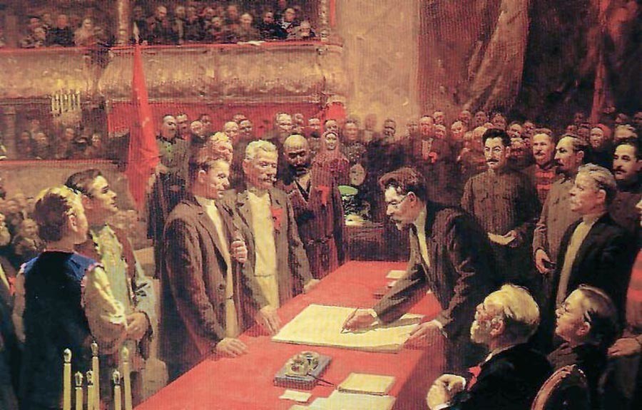 Penandatanganan perjanjian tentang pembentukkan Uni Soviet, karya Stepan Dudnik.