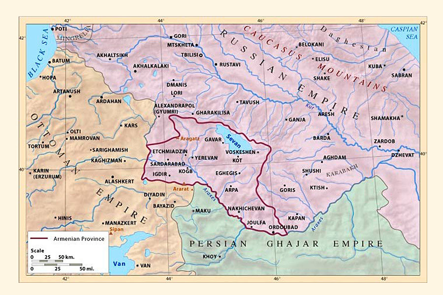 La regione dell'Armenia durante l'Impero russo, esistita fino al 1849