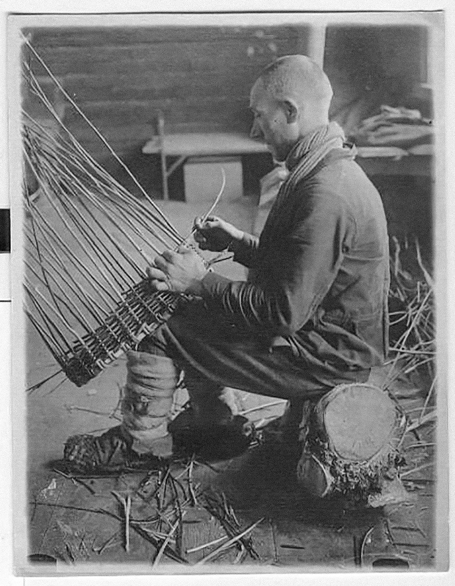 Basket weaving, 1930s.