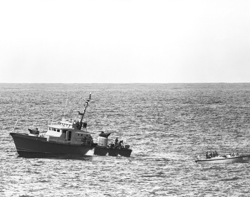 Pogled na pramac kubanskog patrolnog broda Projekta 1400, 1984.
