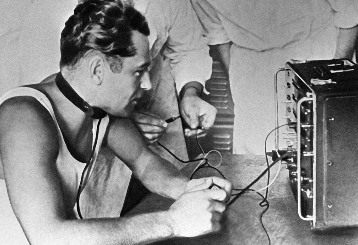 Gherman Titov receiving training in 1961.