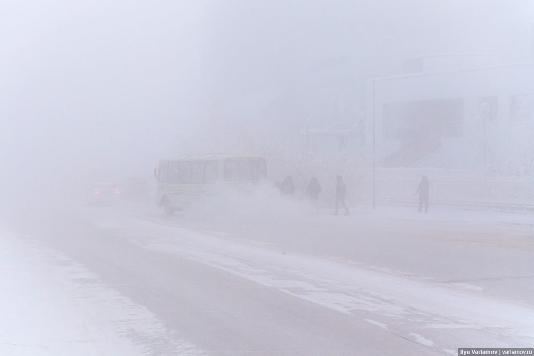 Winter mist in Yakutsk. 