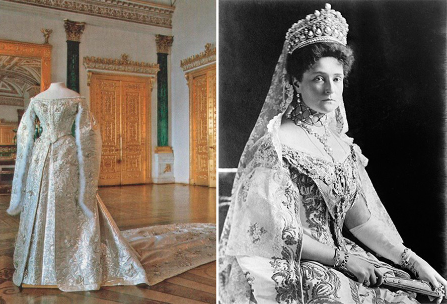 Robe de mariée d'Alexandre Fiodorovna, et Alexandra elle-même
