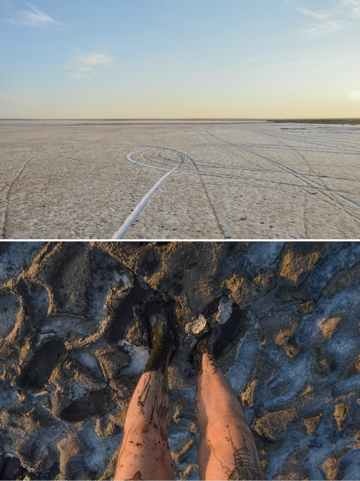 Le lac salé de Koltan-Nour. Le sol renferme une boue noire aux propriétés curatives appréciées.
