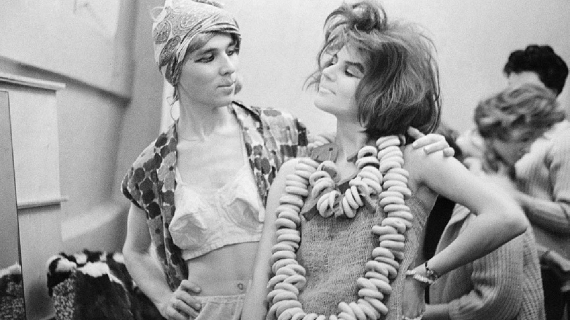 Behind the scenes of a fashion show put on by designer Vyacheslav Zaitsev, 1966.