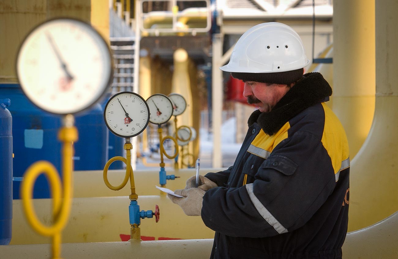 Stasiun pengiriman gas di Belousovo. Kaluzhkaya oblast, Rusia.