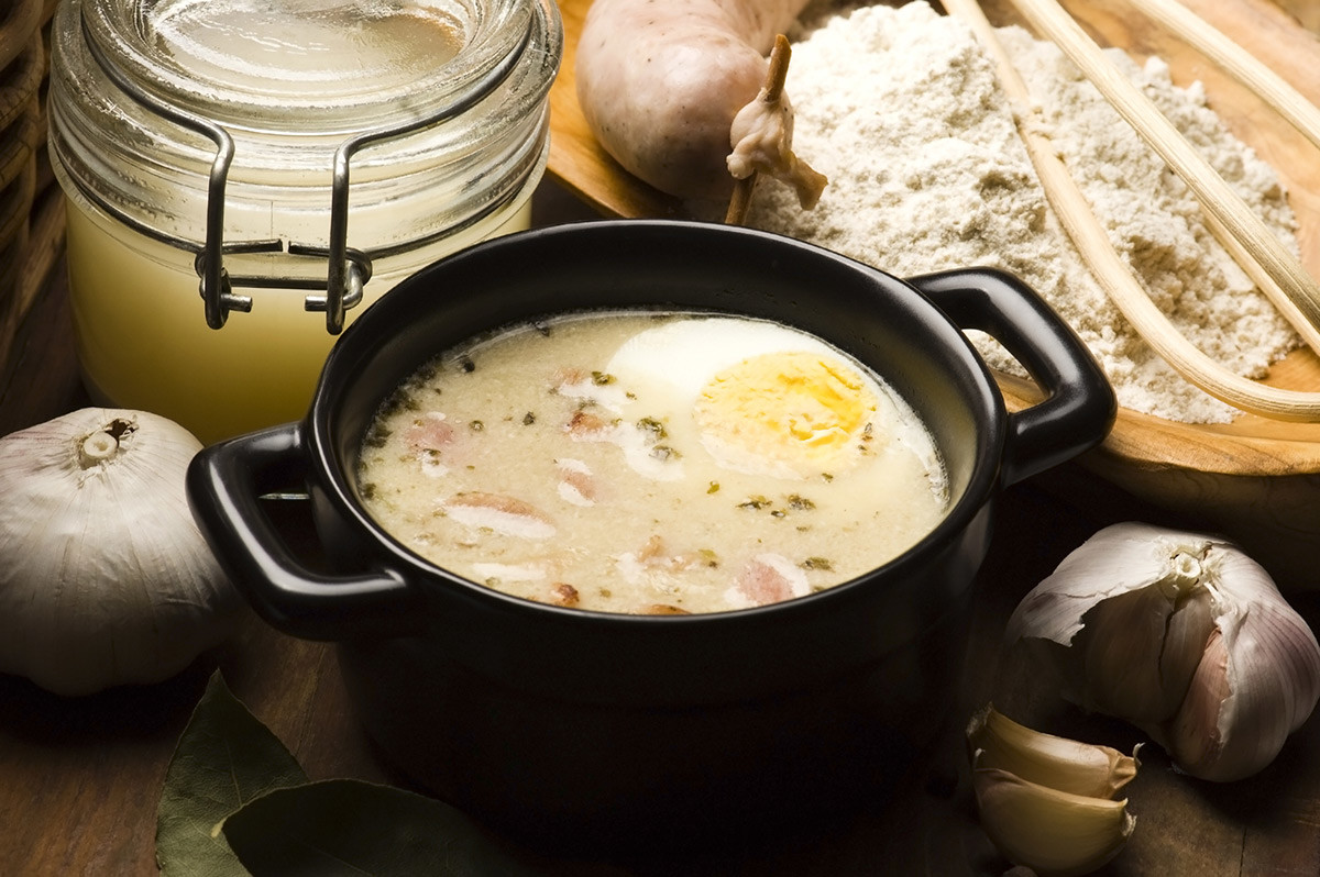 Traditional Polish white borsch.