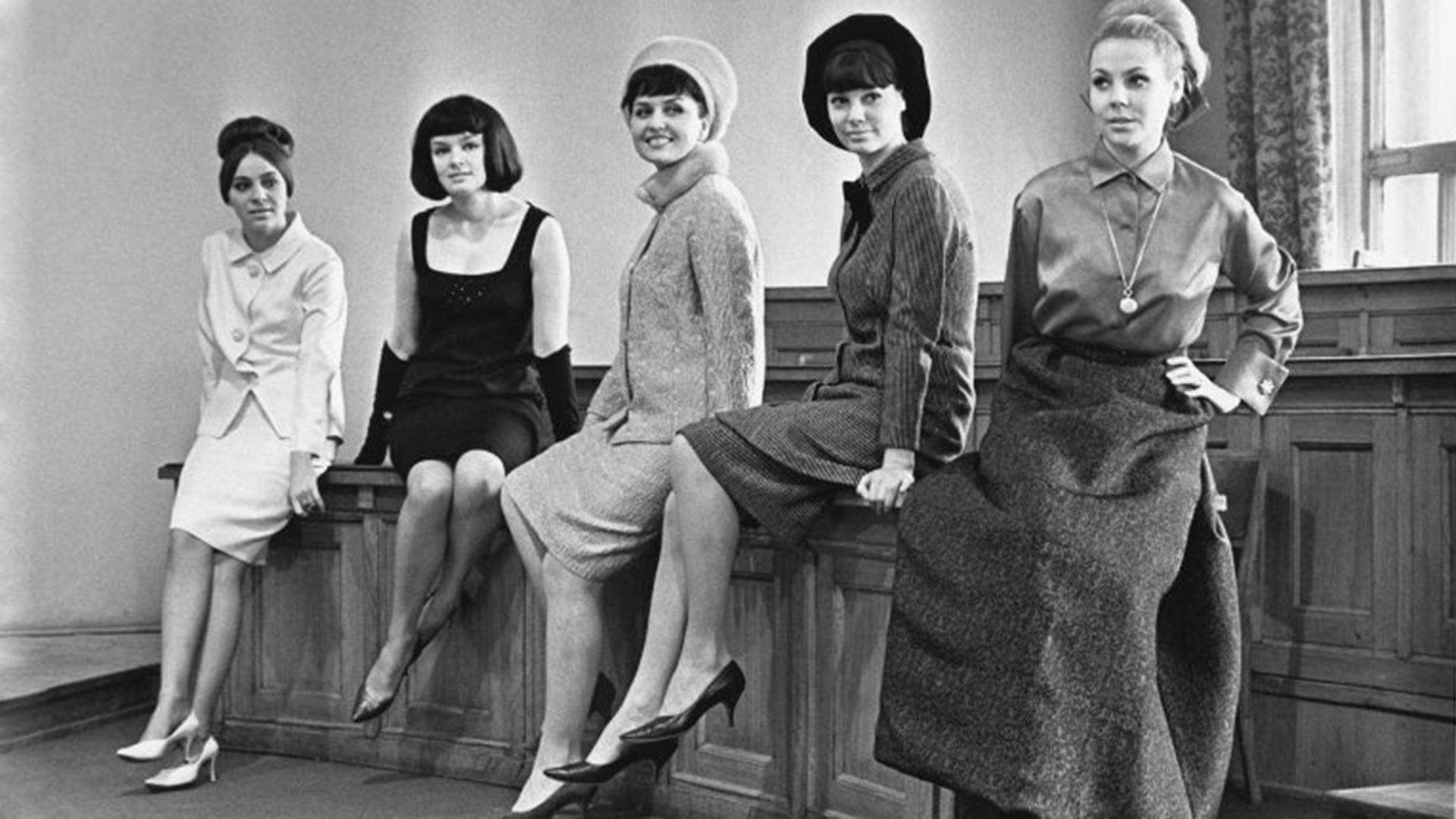 Allunionshaus für Modedesign. Modelle Natalja Kondraschina, Jelena Isorgina, Liliana Baskakowa, Regina Sbarskaja und Mila Romanowskaja, 1965.