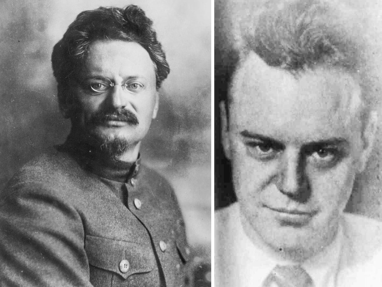 Leon Trotsky (L); Trotsky's son Lev Sedov