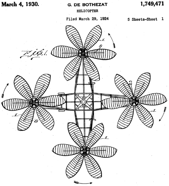 Vista superior de la patente estadounidense del “pulpo volador”