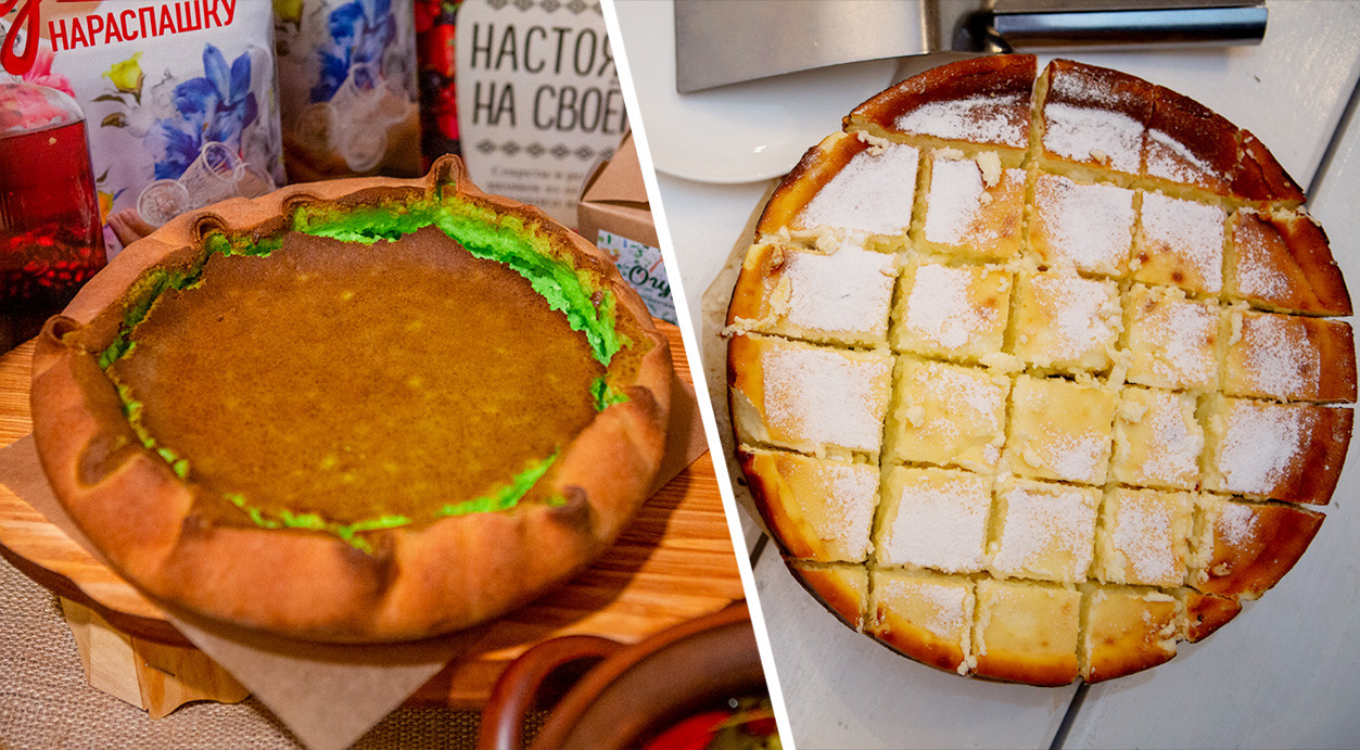 Left: Tobolka cake from the Ogurets restaurant; right: cake from the John Kopiski's farm.