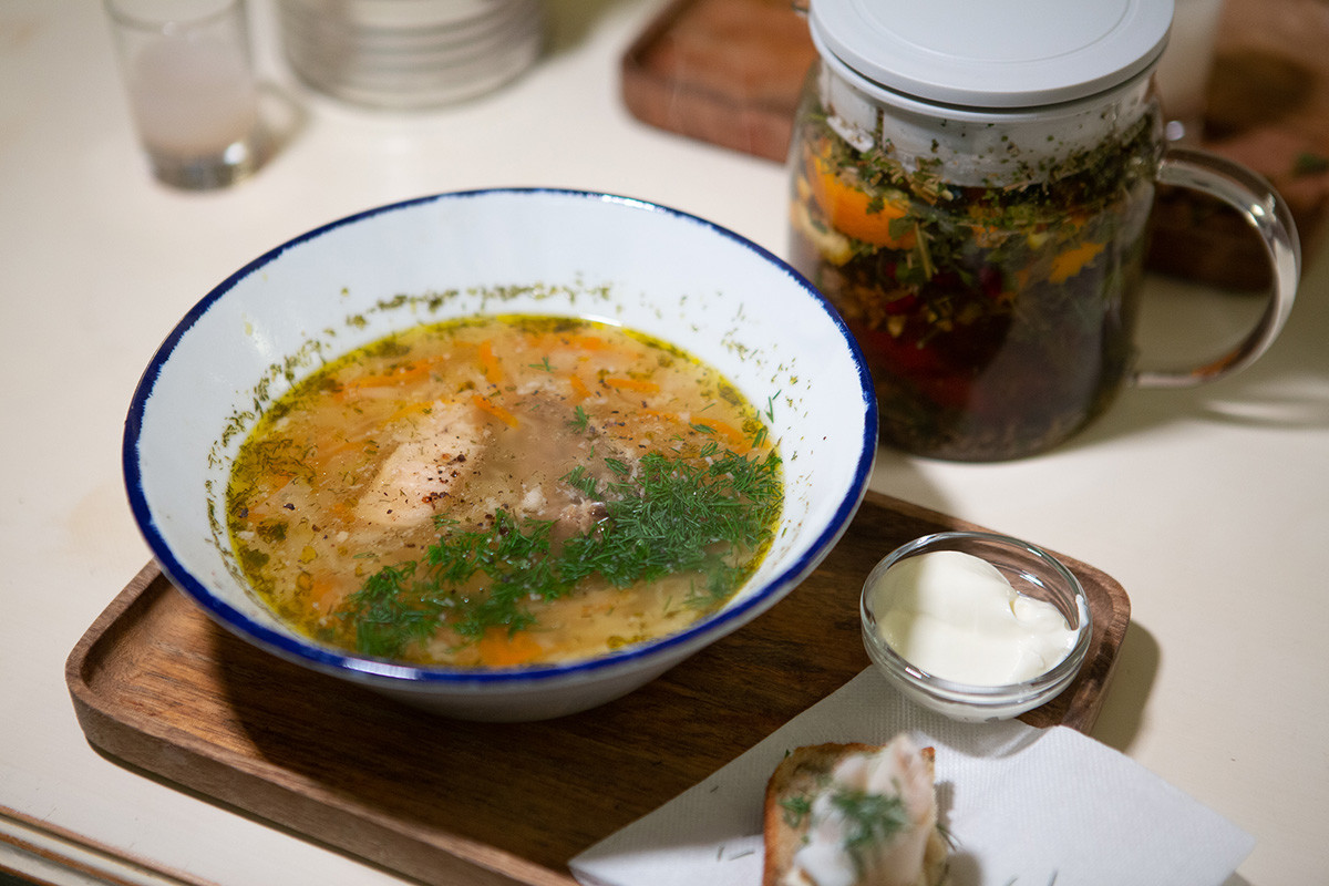 This is how ‘frozen shchi’ are served at the Gnezdo Pekarya cafe.