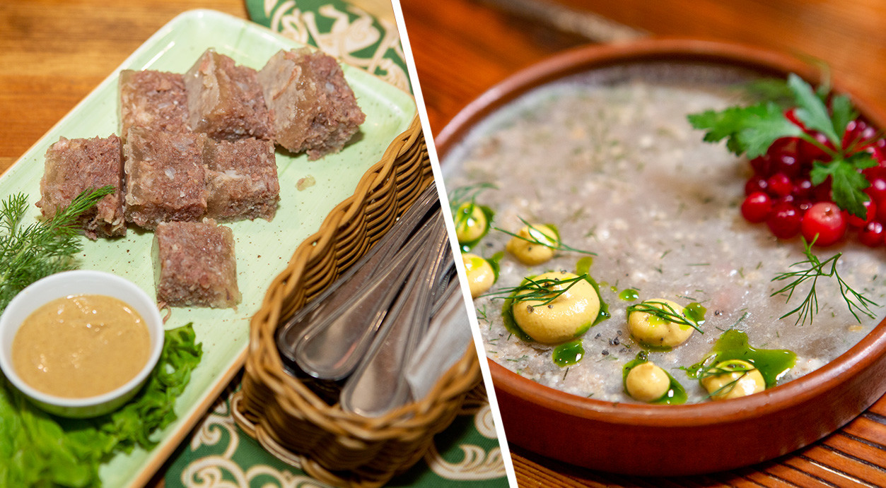 Left: Beef kholodets from Okolitsa. Right: 