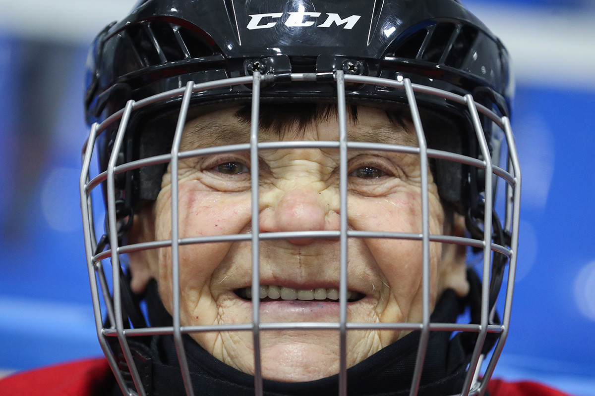 Valentina Fyodorova, captian of the Russia’s first women pensioners’ ice-hockey team