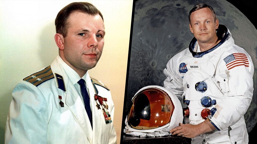 Juri Gagarin (l) und Neil A. Armstrong (r)