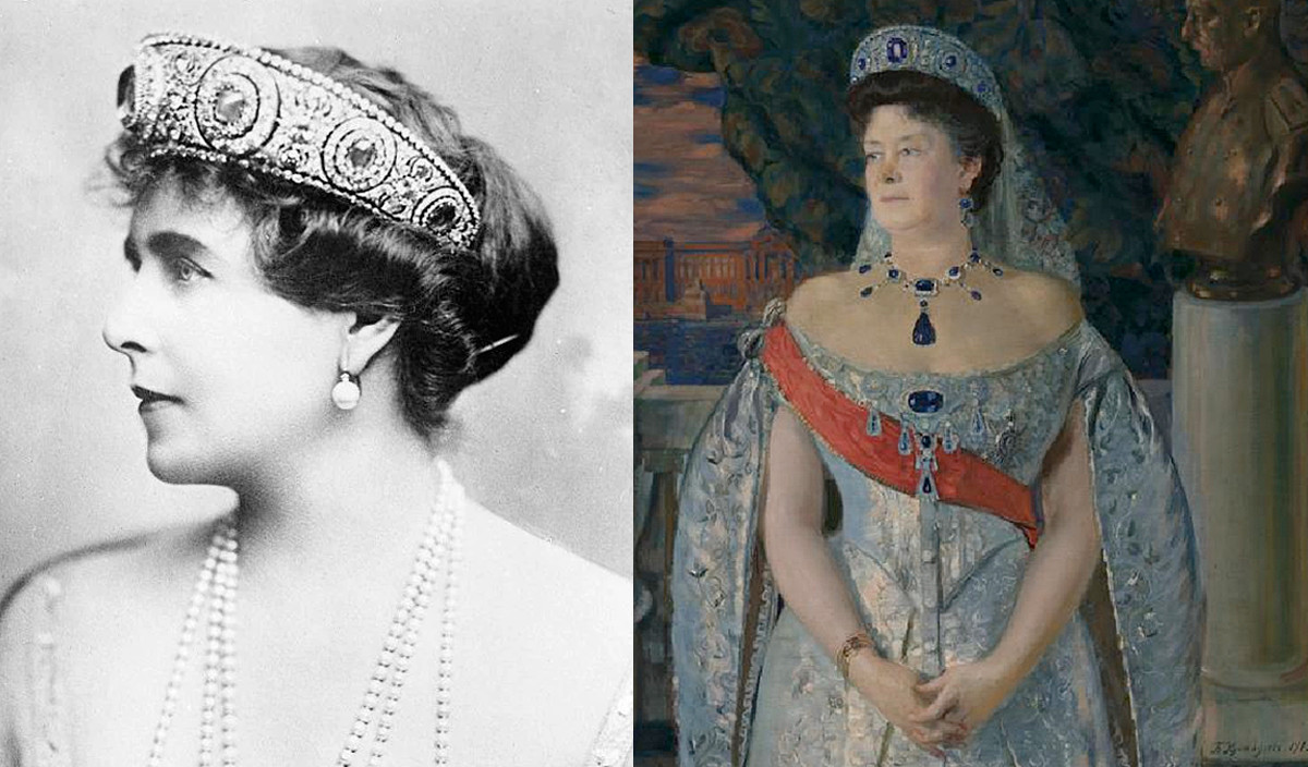 Ratu Marie dan Maria Pavlovna mengenakan Tiara Safir.