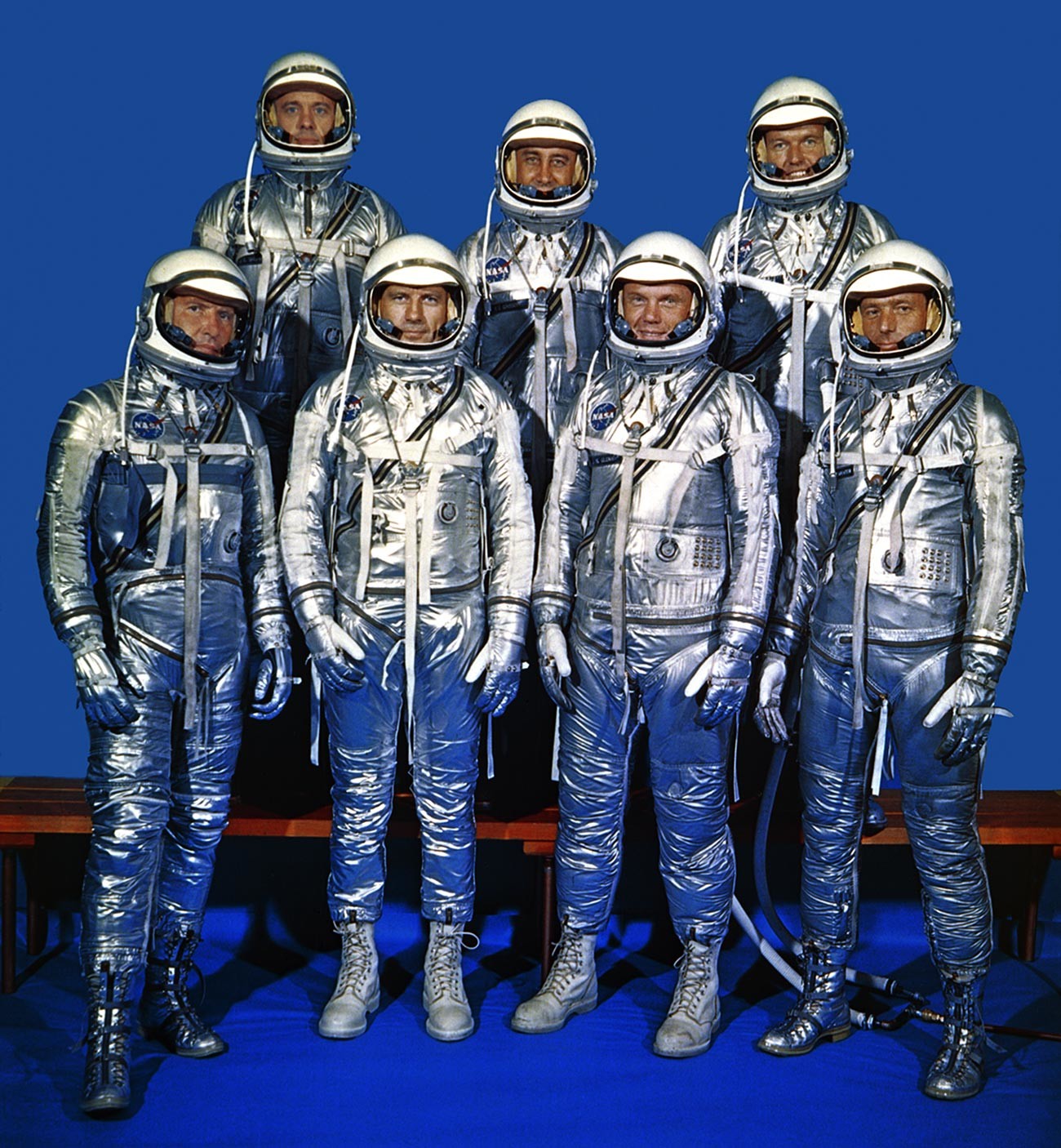 Les sept premiers astronautes du monde, sélectionnés par la NASA 