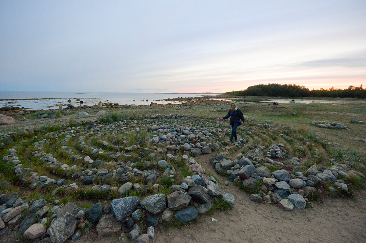 O labirinto de pedra nas ilhas Solovetski.

