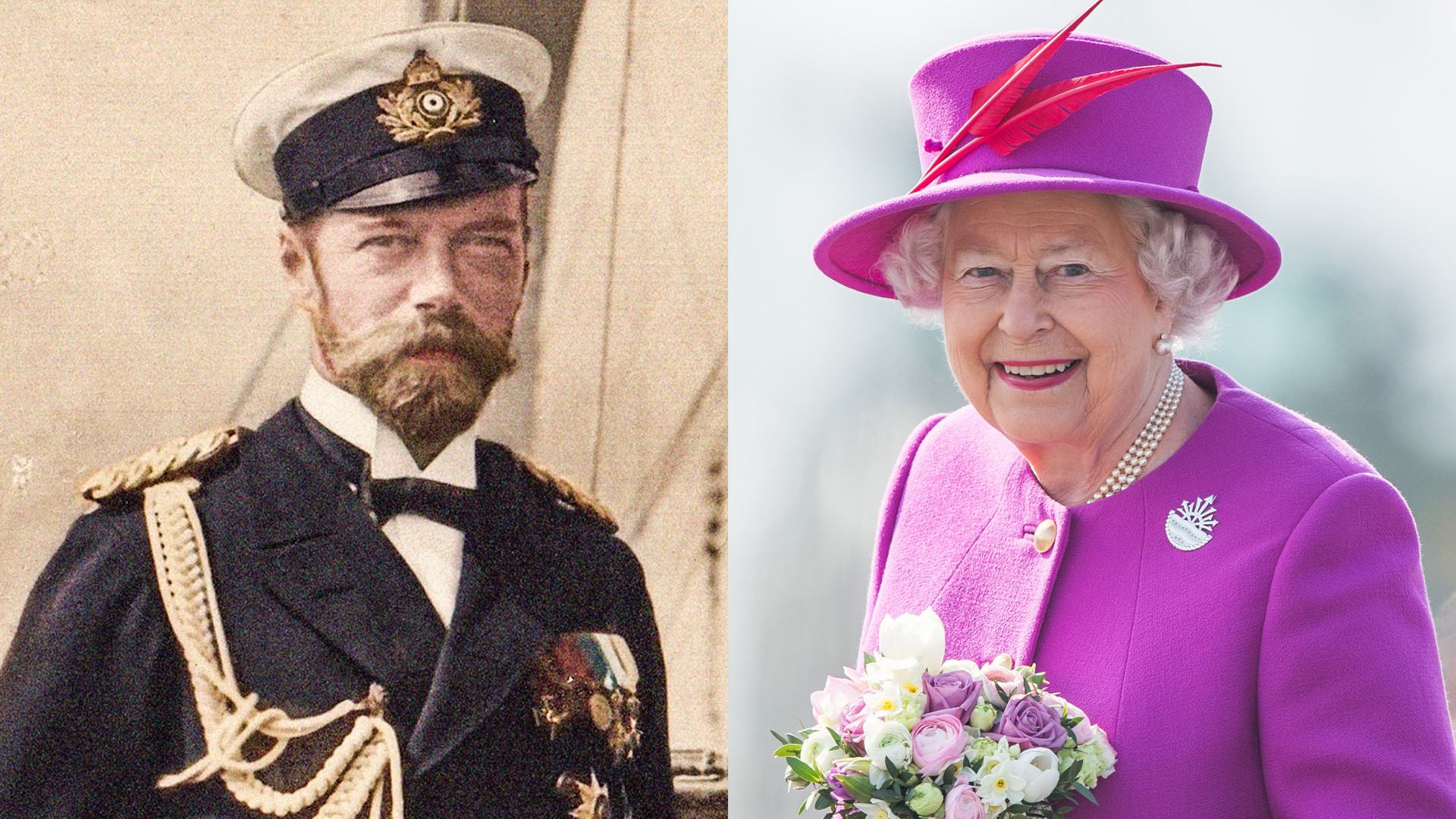 Le dernier empereur russe Nicolas II et la reine Élisabeth II