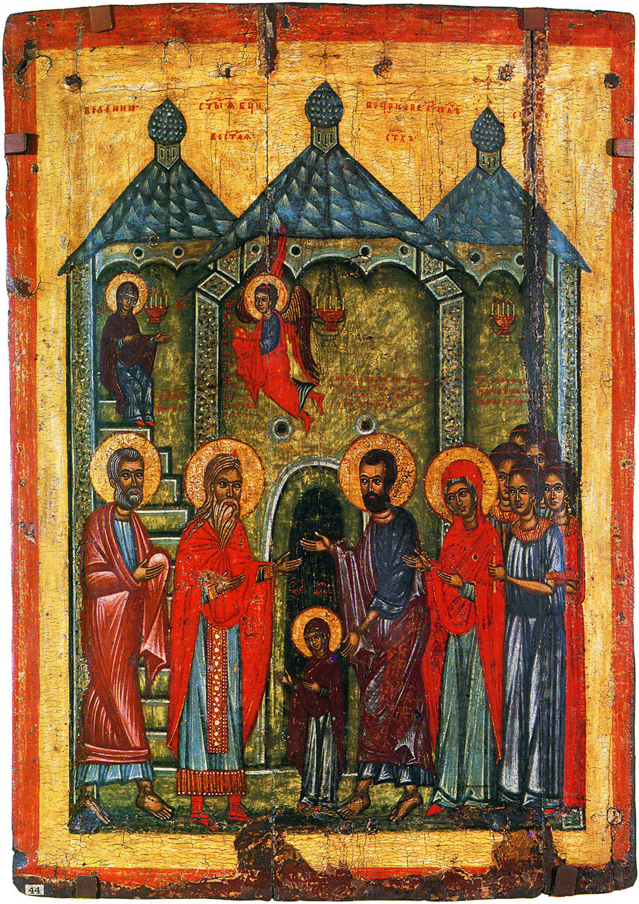 The Presentation at the Temple. An icon from the village of Krivoye, Novgorod school, first half of the 14th century