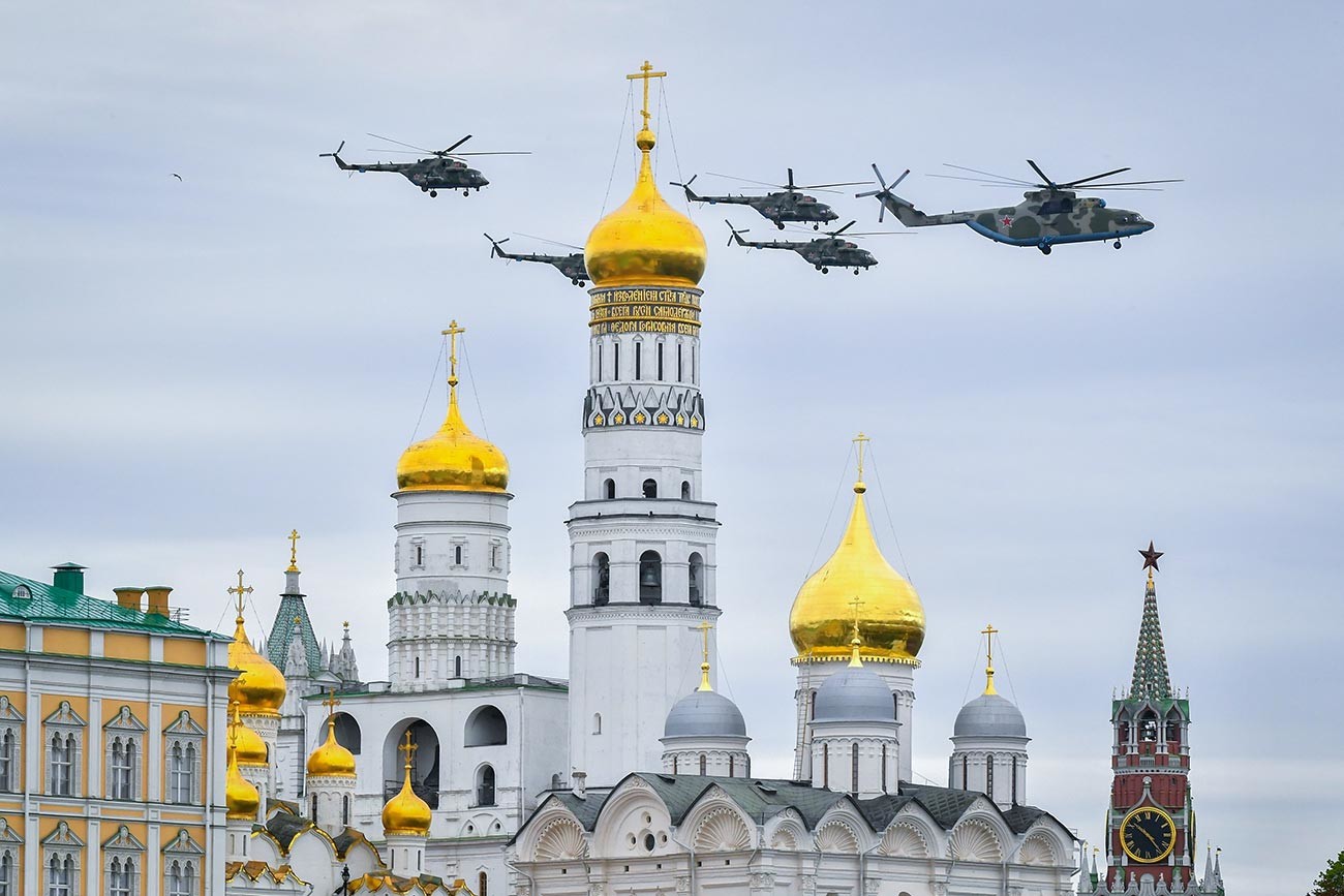Helicopters over Red Square.