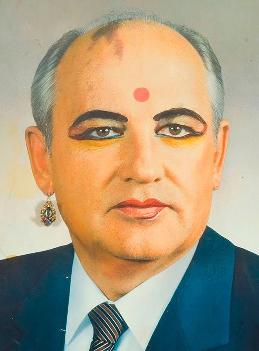 Vladislav Mamyshev-Monroe. Gorbachev as an Indian Woman, 1989