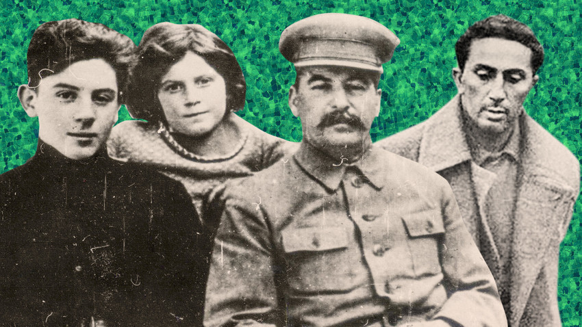 Stálin e seus filhos Vassíli, Svetlana e Iakov (da esq. para dir.)

