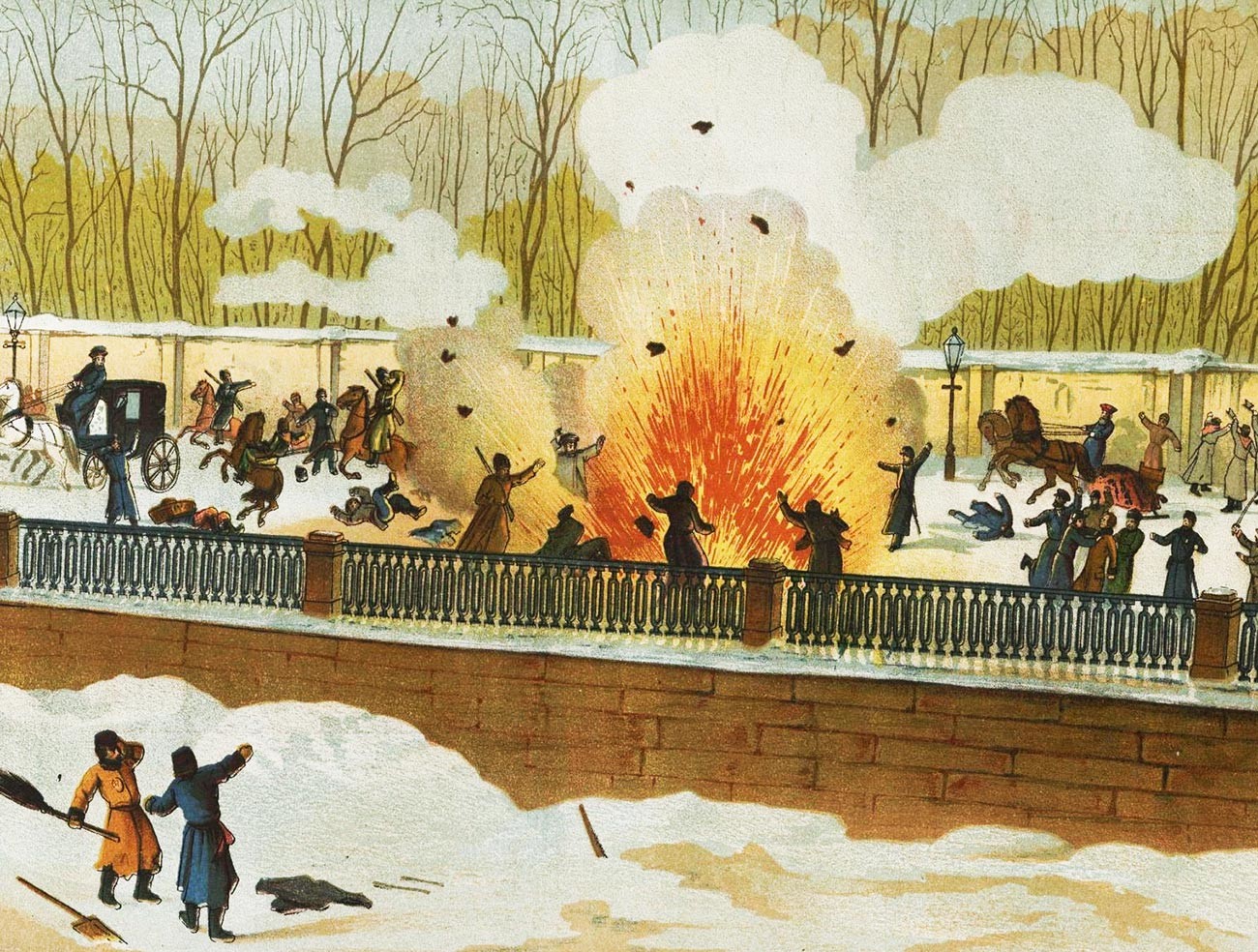Моментът на атентата срещу  Александър II, 1 март 1881 г.
