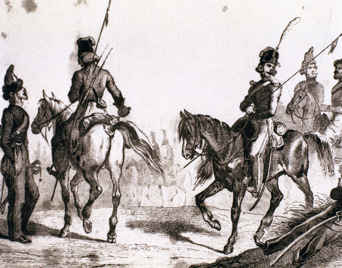 Militaires russes du XVIIIe siècle, gravure