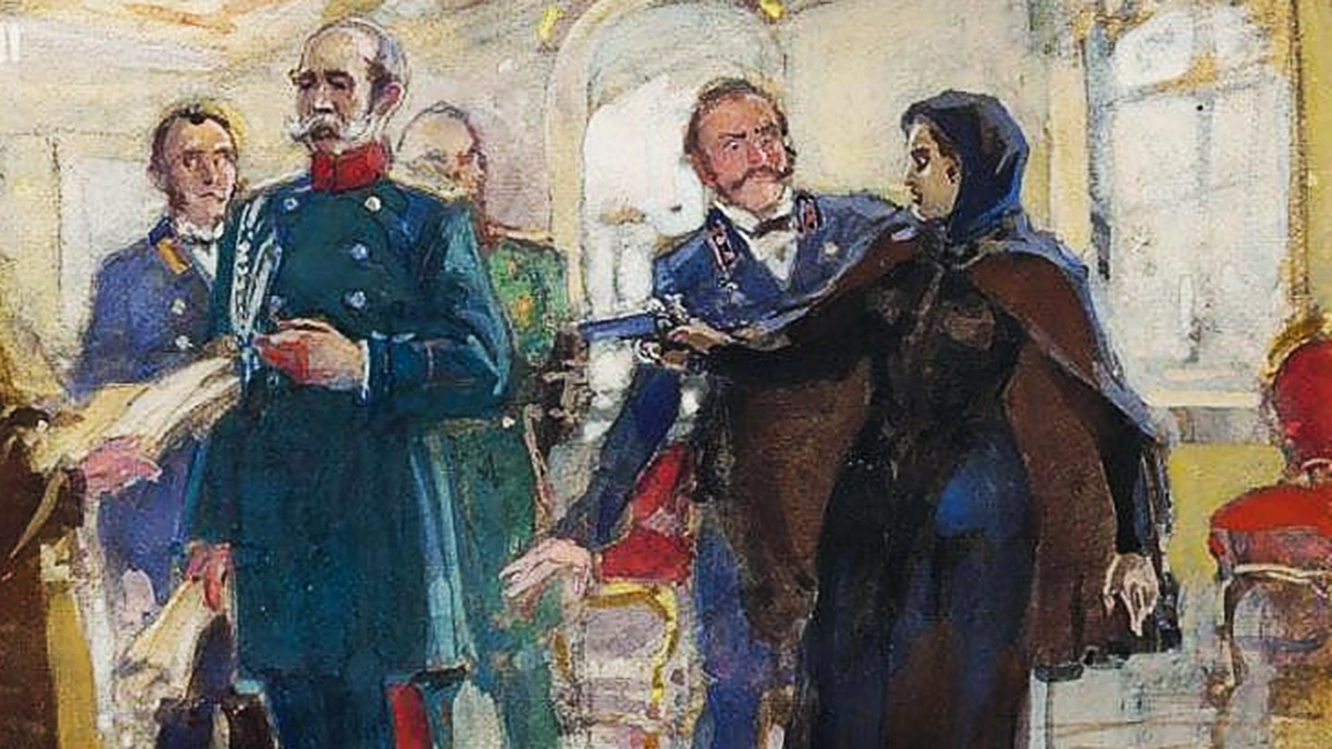 Vera Zasulich (1849-1919), la rivoluzionaria russa che tentò di assassinare Fjodor Trepov (1803-1889), capo della polizia di San Pietroburgo (1860-1878). Riuscì solo a ferirlo. Al processo fu assolta dalla giuria 